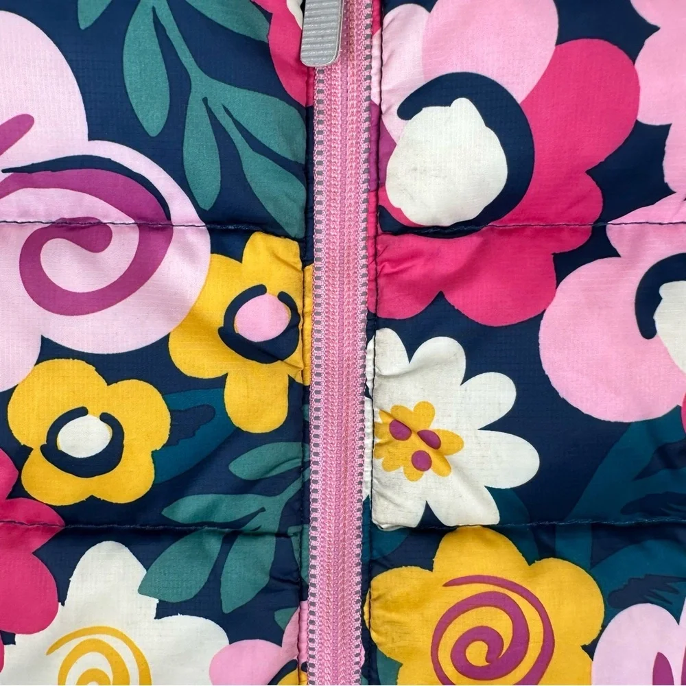 Hanna Andersson Quilted Floral Puffer Vest Sz 5